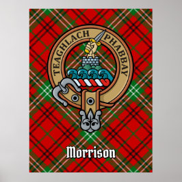 Clan Morrison Wappen über Red Tartan Poster