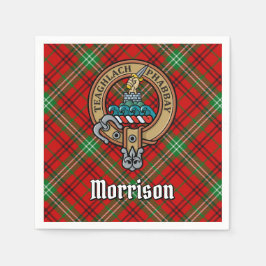 Clan Morrison Wappen über Red Tartan Serviette
