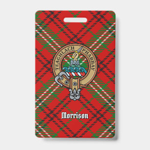 Clan Morrison-Wappen über rotem Tartan Ausweis