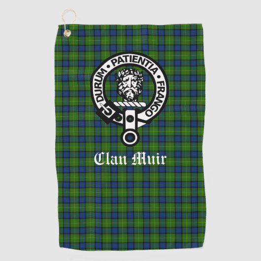 Clan Muir oder mehr Wappen Abzeichen & Tartan Golfhandtuch (Vorderseite)
