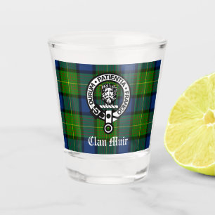 Clan Muir Wappen Abzeichen und Tartan Schnapsglas