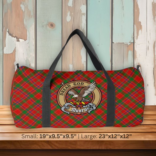 Clan Munro Crest over Tartan Duffle Bag