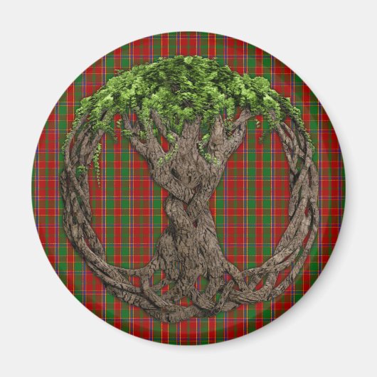 Clan Munro Tartan und keltischer Lebensbaum Magnet (Vorne)