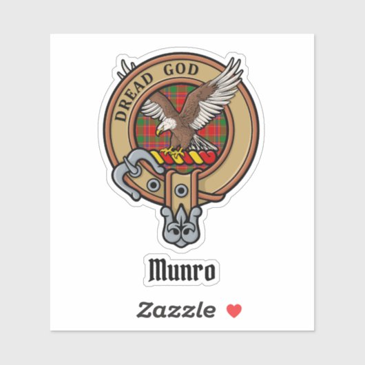 Clan Munro-Wappen über Tartan Aufkleber (Blatt)