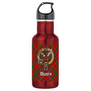 Clan Munro-Wappen über Tartan Edelstahlflasche