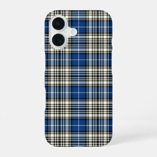 Clan Napier Tartan Blau, Schwarz und Weiß Karo iPhone 16 Hülle