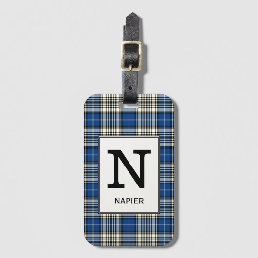 Clan Napier Tartan Mit Monogramm Gepäckanhänger (Vorderseite Vertikal)