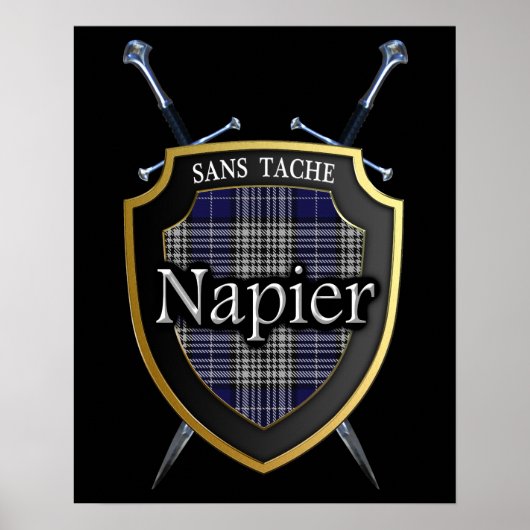 Clan Napier Tartan Scottish Shield & Schwerter Poster (Vorne)