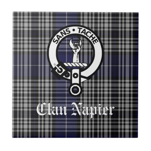 Clan Napier Wappen Abzeichen und Tartan Fliese (Vorderseite)