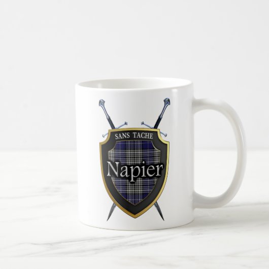 Clan-Napiertartan-Schild und Schwerter Kaffeetasse (Rechts)