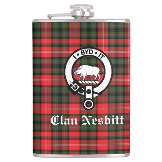 Clan Nesbitt Wappen Abzeichen & Tartan Personalisi Flachmann (Vorderseite)