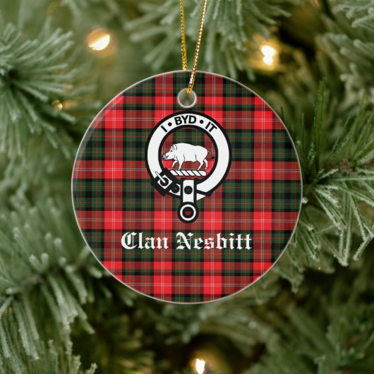 Clan Nesbitt Wappen Abzeichen & Tartan Personalisi Keramik Ornament (Baum)