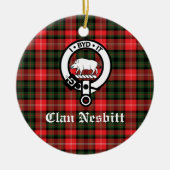 Clan Nesbitt Wappen Abzeichen & Tartan Personalisi Keramik Ornament (Vorne)