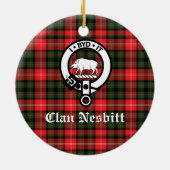 Clan Nesbitt Wappen Abzeichen & Tartan Personalisi Keramik Ornament (Hinten)