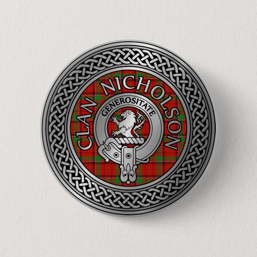 Clan Nicholson Wappen & Tartan Knot Button (Vorderseite)