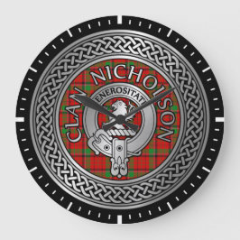 Clan Nicholson Wappen & Tartan Knot Große Wanduhr