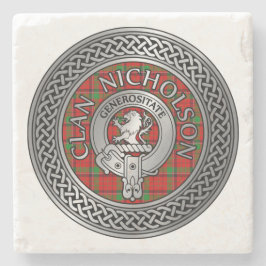 Clan Nicholson Wappen & Tartan Knot Steinuntersetzer
