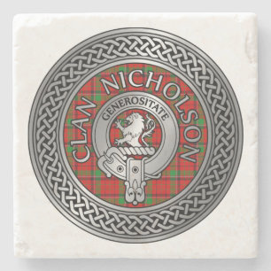 Clan Nicholson Wappen & Tartan Knot Steinuntersetzer