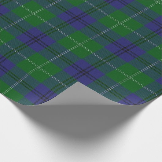 Clan Oliphant schottischer blauer und grüner Geschenkpapier (Ecke)