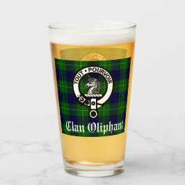 Clan Oliphant Wappen Abzeichen und Tartan Glass Glas