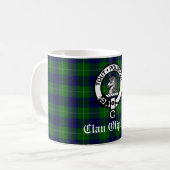 Clan Oliphant Wappen Abzeichen und Tartan Kaffeetasse (Vorderseite Links)