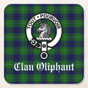 Clan Oliphant Wappen Abzeichen und Tartan Rechteckiger Pappuntersetzer