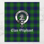 Clan Oliphant Wappen Abzeichen und Tartan Weinetikett (Einzelnes Label)