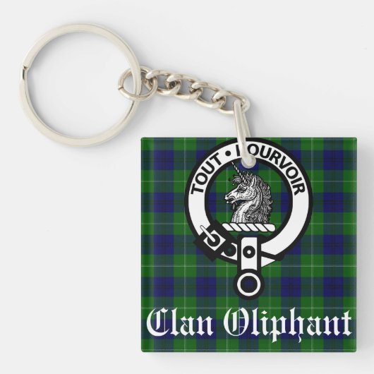 Clan Oliphant Wappen & Tartan Schlüsselanhänger (Vorderseite)