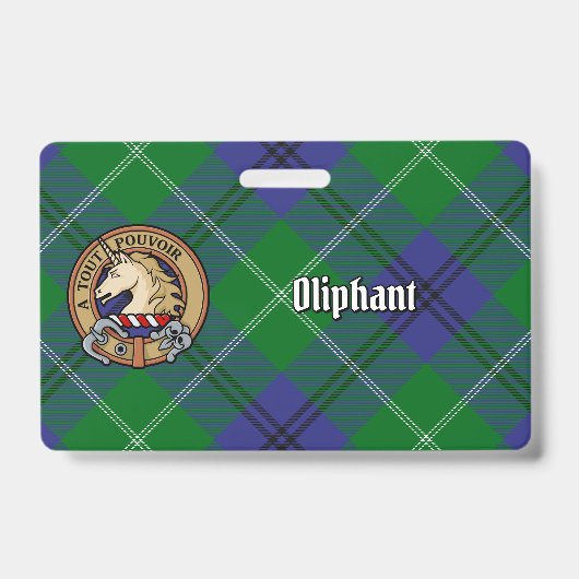 Clan Oliphant Wappen über Tartan Ausweis (Vorderseite)