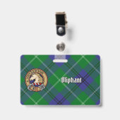 Clan Oliphant Wappen über Tartan Ausweis (Vorderseite mit Clip)