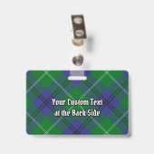 Clan Oliphant Wappen über Tartan Ausweis (Rückseite mit Clip)