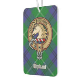 Clan Oliphant Wappen über Tartan Autolufterfrischer (Links)