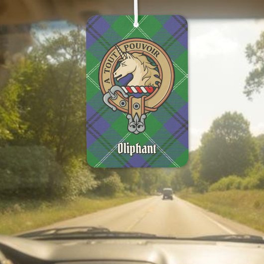Clan Oliphant Wappen über Tartan Autolufterfrischer