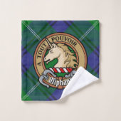 Clan Oliphant Wappen über Tartan Badhandtuch Set (Waschlappen)