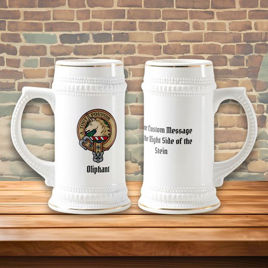 Clan Oliphant Wappen über Tartan Beer Stein Bierglas