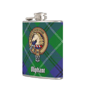 Clan Oliphant Wappen über Tartan Flachmann (Links)