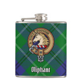 Clan Oliphant Wappen über Tartan Flachmann (Vorderseite)