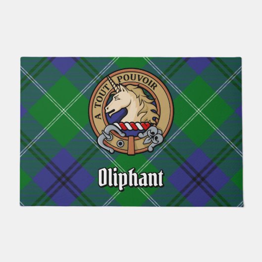 Clan Oliphant Wappen über Tartan Fußmatte (Vorderseite)