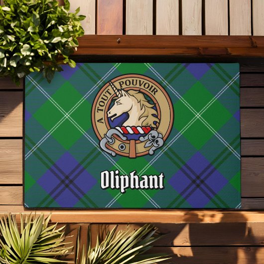 Clan Oliphant Wappen über Tartan Fußmatte