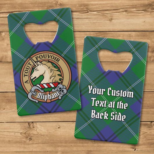 Clan Oliphant Wappen über Tartan Geldbeutel Flaschenöffner