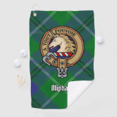 Clan Oliphant Wappen über Tartan Golf Towel Golfhandtuch (Insitu)