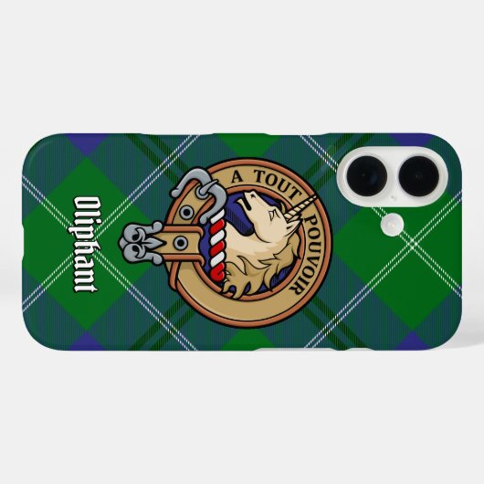 Clan Oliphant Wappen über Tartan iPhone Case (Rückseite (Horizontal))