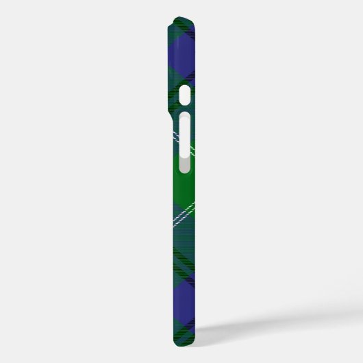 Clan Oliphant Wappen über Tartan iPhone Case (Rückseite / Links)