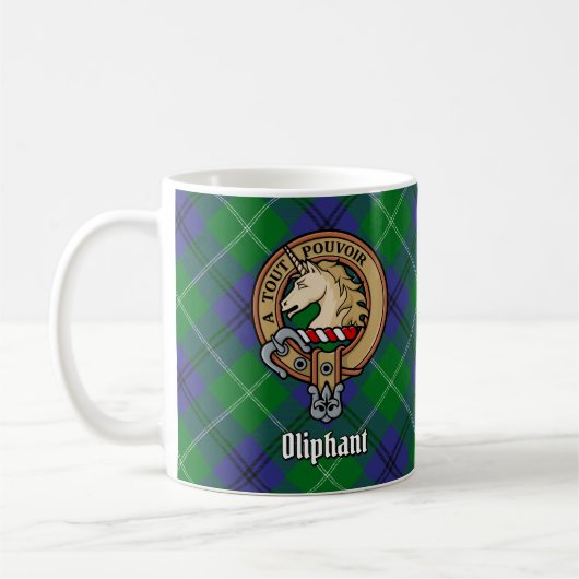 Clan Oliphant Wappen über Tartan Kaffeetasse (Links)
