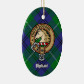 Clan Oliphant Wappen über Tartan Keramik Ornament (Rechts)
