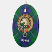 Clan Oliphant Wappen über Tartan Keramik Ornament (Links)