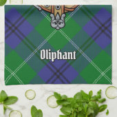 Clan Oliphant Wappen über Tartan Küchentuch (Gefaltet)