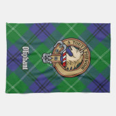 Clan Oliphant Wappen über Tartan Küchentuch (Horizontal)