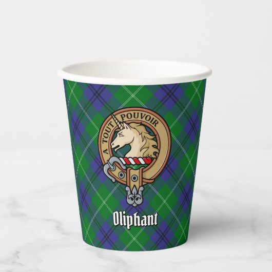 Clan Oliphant Wappen über Tartan Paper Cups Pappbecher (Vorderseite)