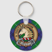 Clan Oliphant Wappen über Tartan Schlüsselanhänger (Vorderseite)